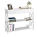 Table console de canapé 3 niveaux Classic X design avec tiroir, hall d'entrée, table de montage étroit et facile (blanc)
