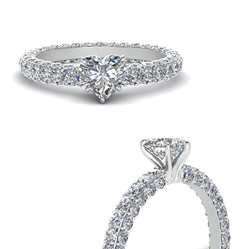 Image of 55Carat Choose Your Gemstone Eternity Ring Sterling Silver Heart Shape Side Stone Engagement Rings Affordable for your Girlfriend, Wife, Wedding Partner US Size 4 TO 12