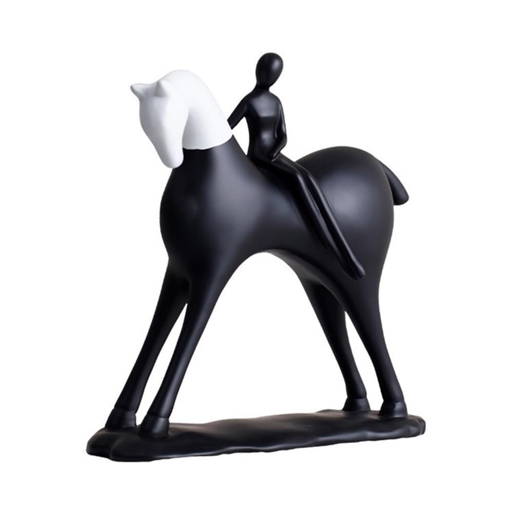 RUOXIUKHBZPS Horse Sculpture Home Decor,Abstract Art Decor,Unique Horse Figurines for Living Room Shelf Decor Accent,Office Bookshelf Decorative Objects(Black)