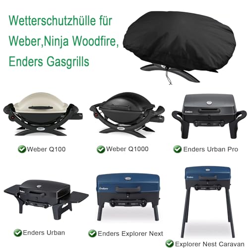 WELL GRILL Abdeckhaube Grillabdeckung Wetterfest für Weber Q100 Q120 Q1000 Q1200 Series, Wetterschutzhülle Abdeckplane für Gasgrill Enders Urban/Urban Pro/Explorer/Explorer Pro Tischgrill, UV 600D – Bild 3