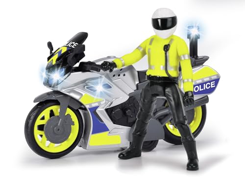 Dickie Toys Polizeimotorrad Kinderspielzeug (17 cm) - Yamaha Polizei Spielzeug mit Figur, Blaulicht & Sirene, Friktionsantrieb, Fahrzeuge ab 3 Jahren - 203712018