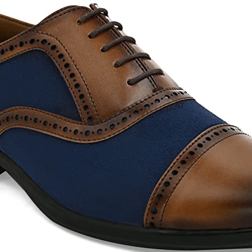 Image of San Frissco Men's Formal Shoes Lace up with Round Toe|Classic and Durable Faux Leather Material Oxford's Shoe|Cushioned Footbed Insole with Textured and Patterned Outsole for Office