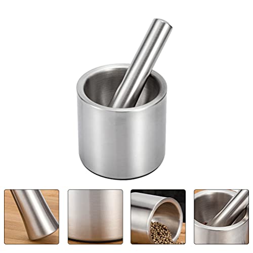 Cabilock 1 conjunto de moedores de temperos e pilão de aço inoxidável, triturador de comprimidos, ti