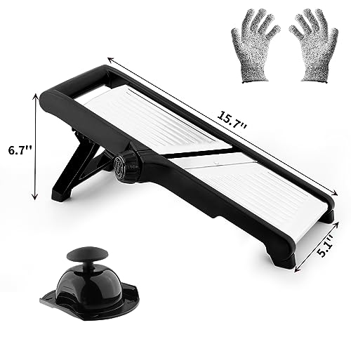 VEKAYA Mandoline Slicer for Kicthen,Adjustable Vegetable Slicer,Food Chopper,Potato Slicer,Mandolin,Tomato Slicer,Veggie Cutter,Stainless Steel Professional with Safety Gloves