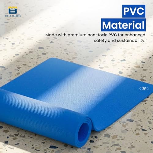 Image of Btag Premium PVC Yoga Mat for Women & Men | Anti-Slip Exercise & Gym Mat for Home Workouts | Lightweight & Durable | 6 mm (Blue)