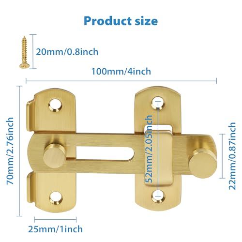 Image of Alise 4 inch Gold SUS304 Stainless Steel Gate Latches for Barn Door