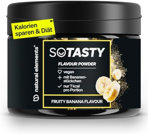 SoTasty Geschmackspulver 200g – Fruity Banana mit echten Bananenstückchen – 7kcal/Portion (3g) – vielseitiger Genuss für Quark, Porridge, Shakes – perfekt für kalorienbewusste Ernä