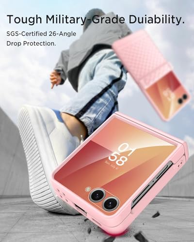 Image of Kapa Geometric Hinge Protection Back Cover for Samsung Galaxy Z Flip7 / Flip 7 | with [Inbuilt Glass] Full Body Shockproof Hard Back Case (Pink)