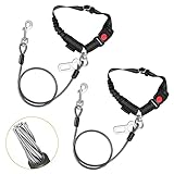 CHZUOBER Chew Proof Dog Car Seat Belt, 2 in 1 Steel Cable Dog Car Accessories Headrest Restraint Doggie Car Seatbelt for Medium Large Dogs Chewer Heavy Duty Dog Seatbelts for Cars Swivel Attach
