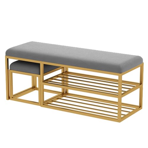 Metalowa ławka na buty wejściowe z CushSto do salonu korytarza lub na koniec łóżka - nowoczesny design do nizingu obuwia