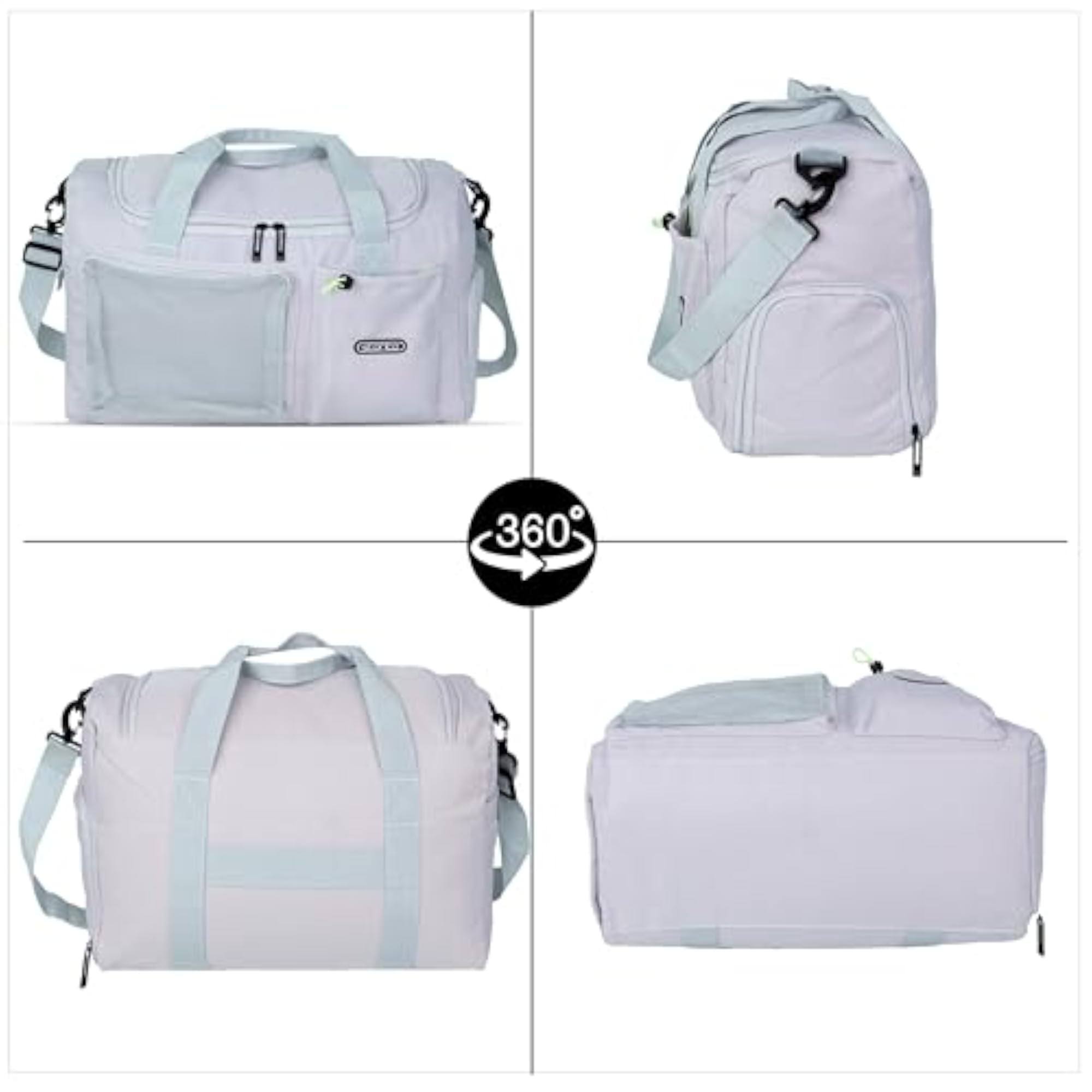 Travel Duffle Bag with Shoe Compartment, Grey