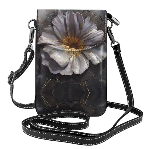 Sac bandoulière portable cuir 19.3 cm avec pétales pour voyage et marche