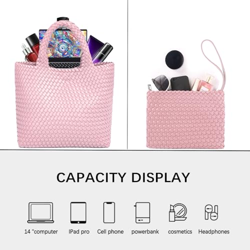 Image of JINMANXUE Fashion Woven Bag Shopper Bag Travel Handbags and Purses Women Tote Bag Large Capacity Shoulder Bags