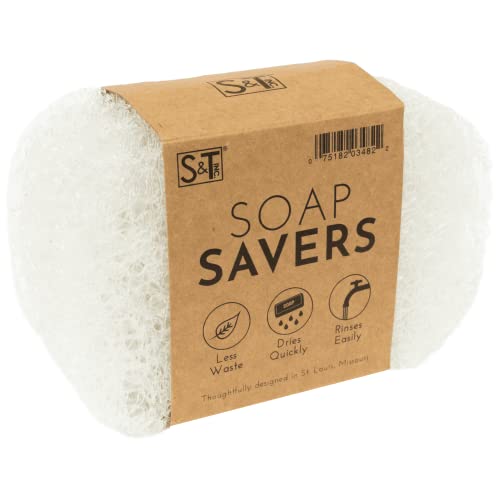 S&T INC. Soap Holder for Kitchen and Bathroom Soap Dish, Soap Saver for Hand Soap and Bar Soap, 4 Pack, 2.9 Inches by 4.4 Inches, Clear