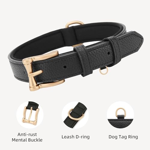 Collar de Cuero para Perro Padded Negro XL miniatura 3