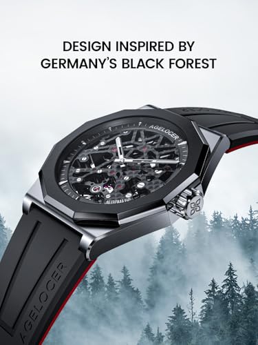 Image of AGELOCER Automatic Watches for Men Original Design, Waterproof Sports Mechanical Watch, Skeleton Men's Watch with Luminous Reading Gift