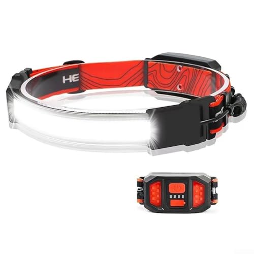 Linterna frontal LED COB recargable impermeable roja para pesca y camping 3