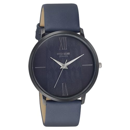 Image of Sonata Poze Quartz Analog Blue Dial Leather Strap Watch for Men-SP70004KL01