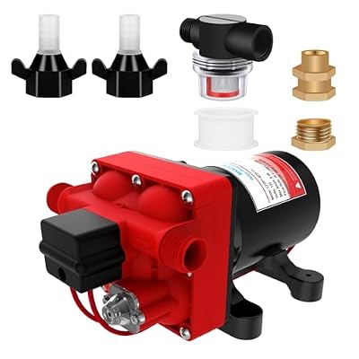 42 Series 12V 5.5GPM 55PSI Diaphragm Pump with Bypass for Reduced Cycling Fresh and Salt Water, Self Priming, Marine, RV, Off-Grid, and Caravan