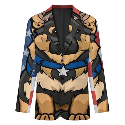Police Dog Blue Line American Flag Mens Casual Blazer Button Suit Jacket Lightweight Sport Coat for Work Business4