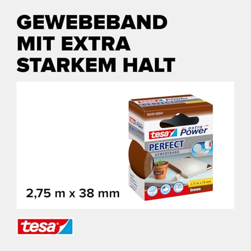 tesa extra Power Perfect Gewebeband - Braun - 2,75 m x 38 mm – Ansicht 3
