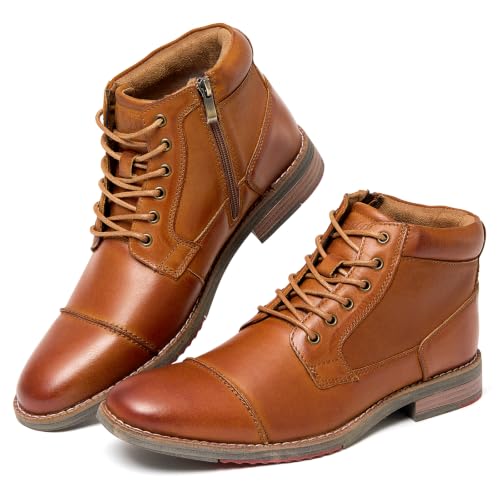 Image of Arkbird Men's Dress Boots Genuine Leather Cap Toe Ankle Boot with Side Zipper for Casual Business Formal Wear