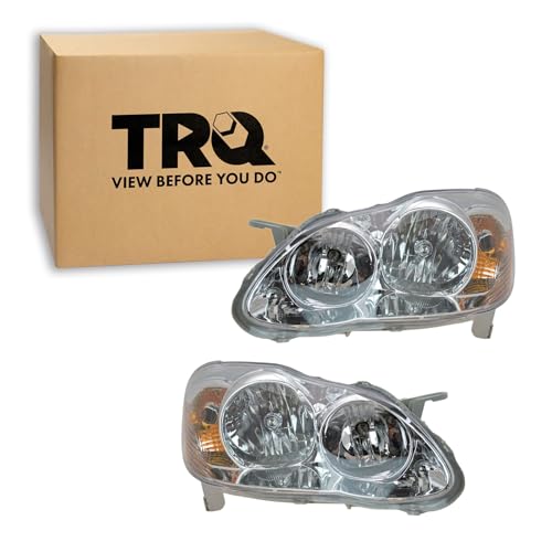 Image of TRQ Headlight Assembly Set TO2502160 TO2503160 Compatible with 2005-2008 Toyota Corolla