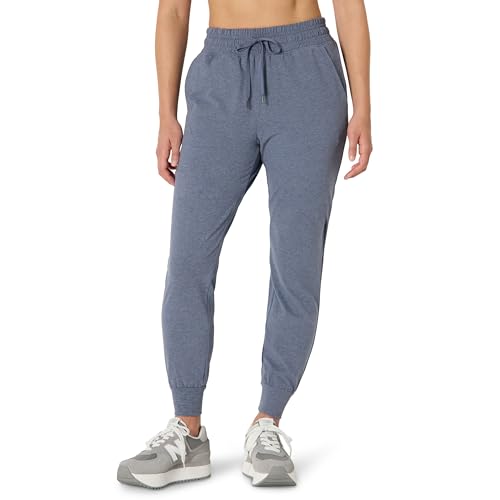 Amazon Essentials Women's Athletic Soft Performance Lightweight Stretch Workout Jogger Sweatpants, Space Dye Slate, Large