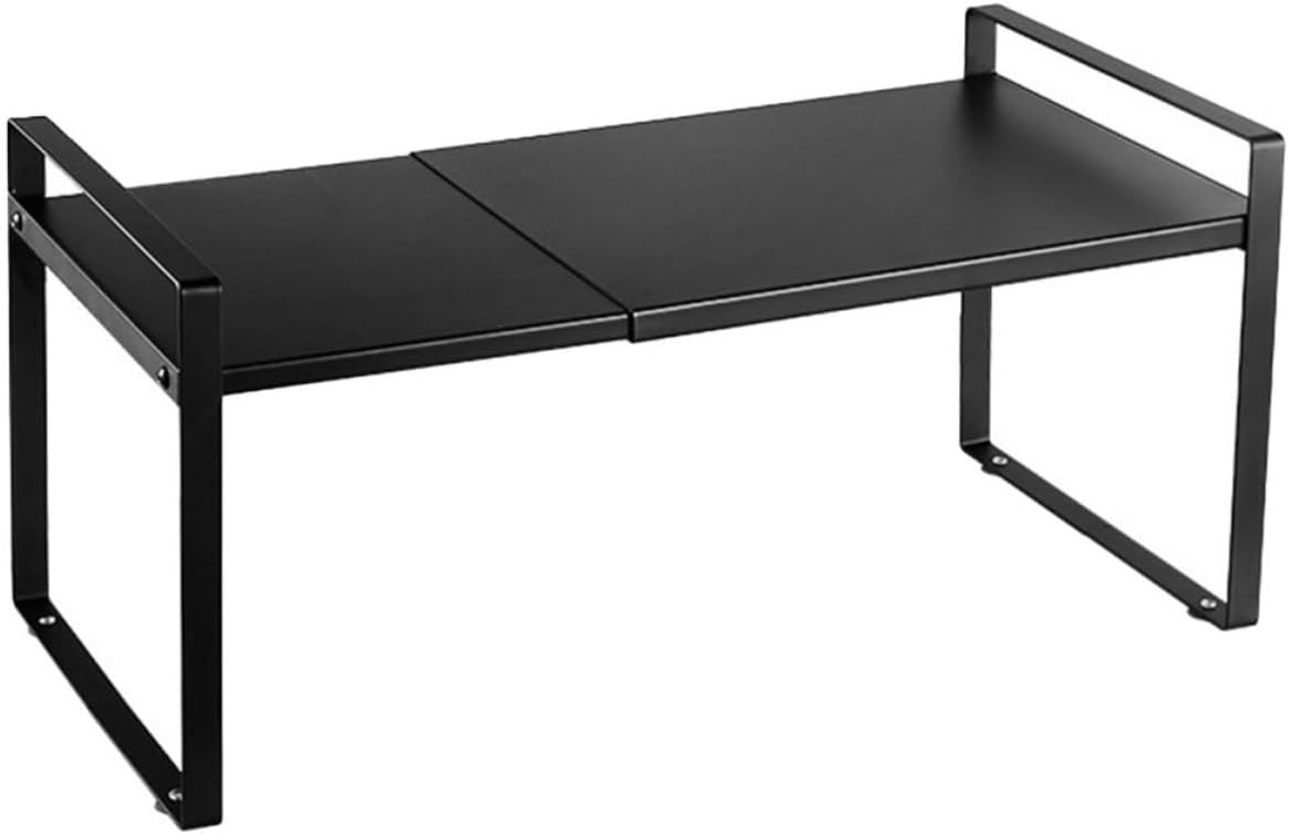 Healifty Multifunctional Kitchen Storage Rack with Wear Resistance and Strong Compression Resistance, Carbon Steel Desktop Organizer Shelf for Homes and Study Room, Black Kitchen Counter