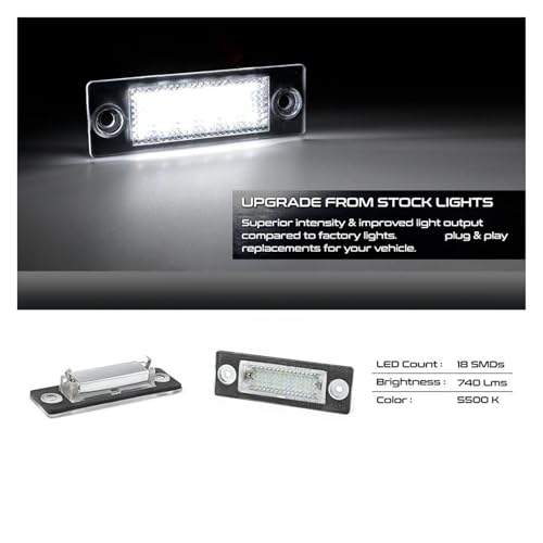 Luces matrícula coche LED evitan multas por bombilla fundida en VW Caddy 2K 4