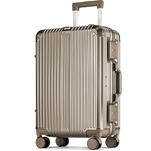 POSH Handgepäck Koffer M - Hartschale 60x40x25 cm Polycarbonat Trolley mit Aluminium Rahmen & 2 TSA-Schlössern - Leise 360° Rollen - Robuster Business Reisekoffer 47L - Inklusive Kofferschutzhülle