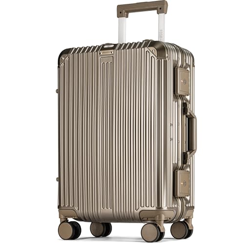 POSH Valise M - Coque Rigide 60x40x25 cm - Bagages Cabine Polycarbonate avec Cadre en Aluminium et 2 serrures TSA - roulettes silencieuses 360° - Trolley...