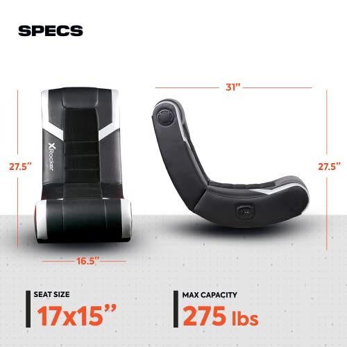 X Rocker Eclipse Video Gaming Floor Chair, Headrest Mounted Speakers, 2.0 Bluetooth, Wireless, 5110301, 31" X 27.5" X 16.5", Black And Silver #TOP5