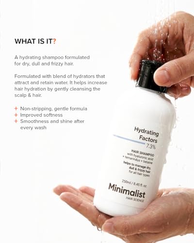 Image of Minimalist Hydrating Shampoo for Dry & Frizzy Hair | Hyaluronic Acid + Tamarind + Betaine | Deep Moisture, Soft & Smooth Hair | Sulfate-Free Daily Use | 7.3% Hydration Complex | 250 ml