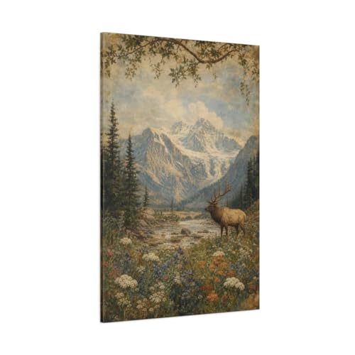 Toile canvas fleurs sauvages 80x120 cm fresque vintage