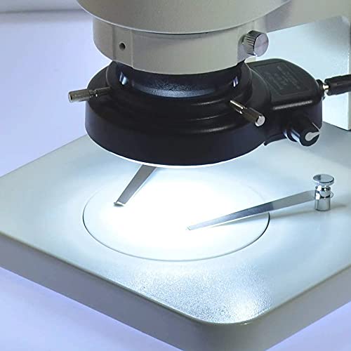 Tiamu 144 LED Perlen Mikroskop Ringlicht, Optische Stereomikroskop Kamera Ringleuchte, Super Helligkeit Ringleuchte 6000K 0-100% Einstellbar, Schmuck Reparatur Lampe(EU Plug Schwarz) – Bild 3