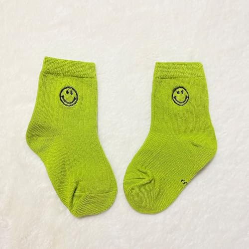 Toddler Boys Girls Crew Socks, Smiley Face Unisex Kids Soft Cotton Solid Color Ankle Socks, Pack of 54