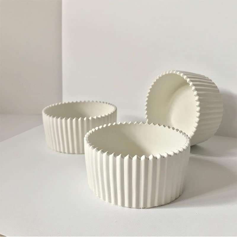 WWFANStripe Design Concrete Candle Vessel Mould Cement Flowerpot Silicone Molds DIY Succulent Planting Conrete Plants Mold, White, Random, Pink