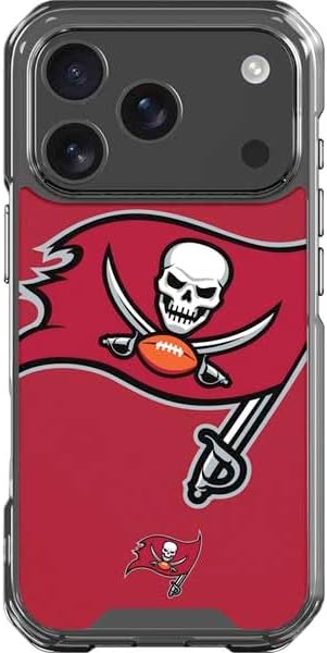 Skinit Clear Phone Case Compatible with iPhone 17 Pro - Officially Licensed NFL Tampa Bay Buccaneers Retro Logo Design