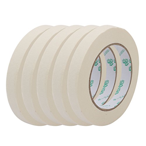 Ruilogod 5Pcs Krepppapier General Purpose Masking Tape Beige 15mm Breite x 50 Meter