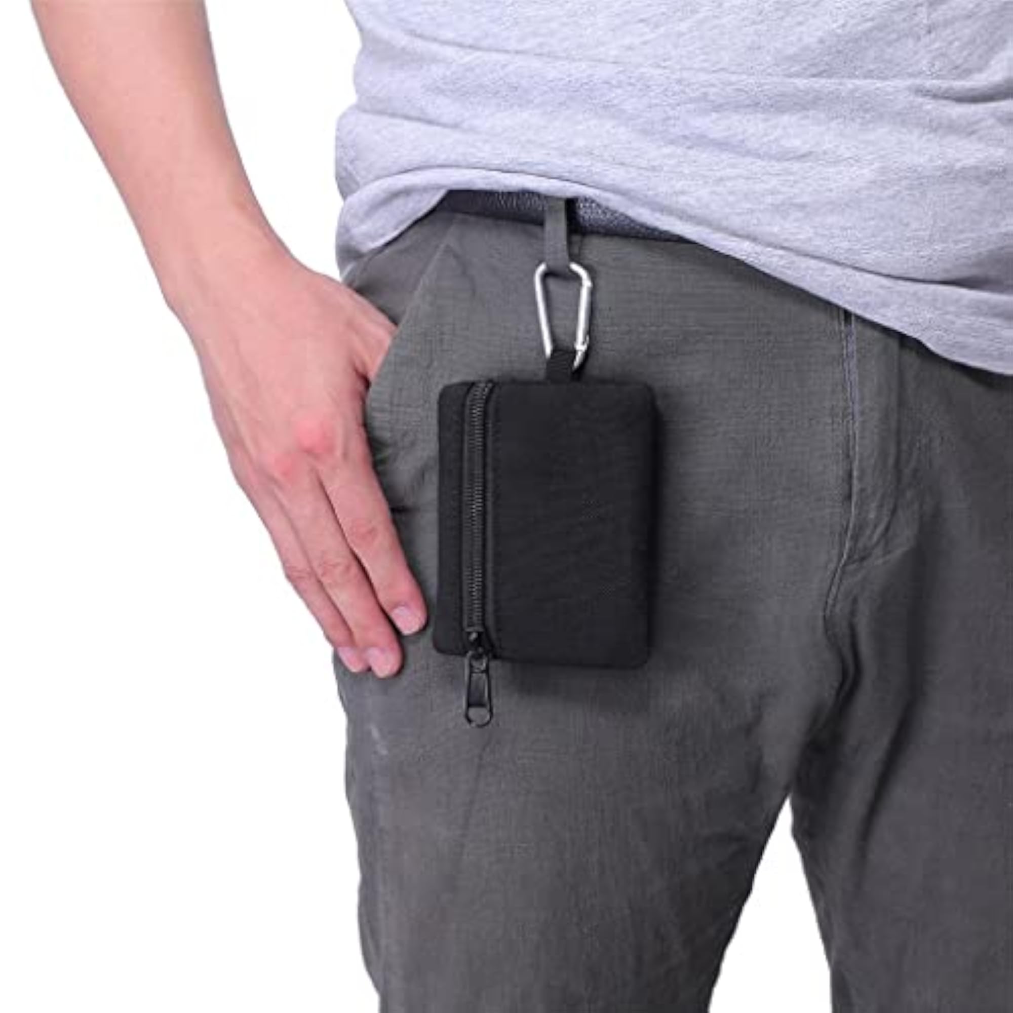 Minimalist Black Multi-purpose Money Wallet Bag with Zipper
