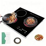 IOENC 3 Burner Induction Cooktop, 2600W Portable Electric Stove Countertop Built-in, 9 Power Levels & LED Touch Screen, 120min Timer & 1202°F Temp Control, Black Ceramic Cooktop for Kitchen Restaurant