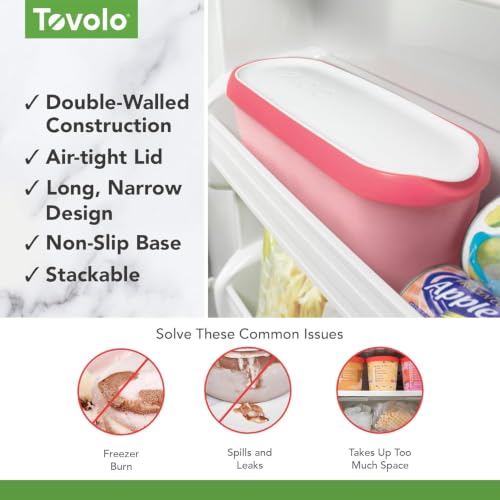 Image of Tovolo Ice Cream Containers for Homemade Ice Cream Flamingo Pink, Glide A Scoop Ice Cream Tub for Reusable Ice Cream, 1.5 Quart BPA Free Insulated Freezer Safe Container with Lid