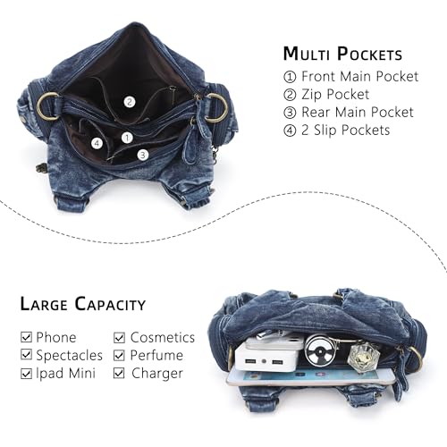 Image of Angel Kiss Purses for Women Small Hobo Shoulder Bags Vagen Leather Multi-Pocket Tote Bag with Zipper