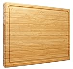 Utoplike XXXL Bamboo Cutting Board(61 x 40.6 x 3.2 cm), Extra Large Wooden Chopping Board for Turkey, Meat, Vegetables, BBQ, Double-Sided Use, Over the Sink Chopping Block with Handle and Juice Groove