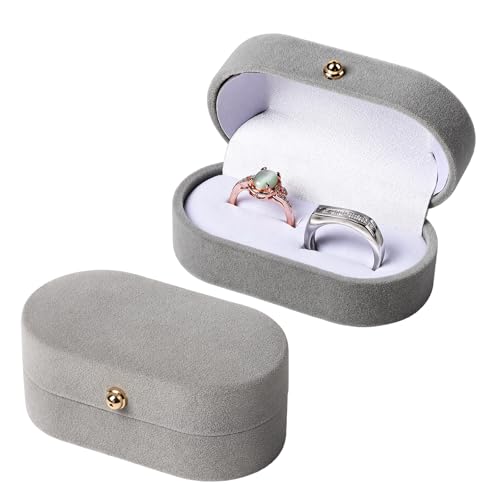 OhebEsx 2 Stück ringbox hochzeit ringbox ringschatulle hochzeit Universal-Doppelring-Aufnahmebox für Hochzeitsanfragen Hochzeiten und tägliche Aufbewahrung (grau