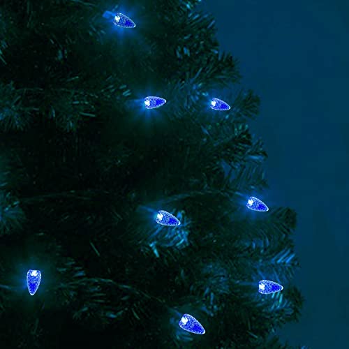 Image of C6 Christmas Lights 50 LED Blue Strawberry 18ft Waterproof String Lights for Outdoor Indoor Garden Yard Home Party Christmas Tree Decorations (Blue)