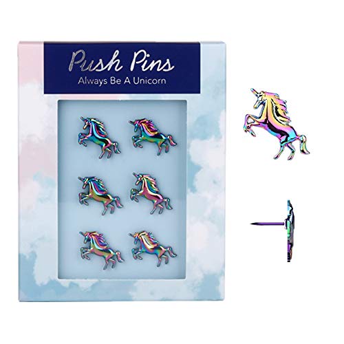 Rainbow Creative Unicorn Push Pins Novelty Decorative Thumb Tacks Set 6pcs Metal...