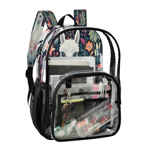 Alpaca Clear Backpack - Stadium Approved Large 15.7-inch Waterproof Transparent Bag for Sports, Concerts, Work, Travel#352