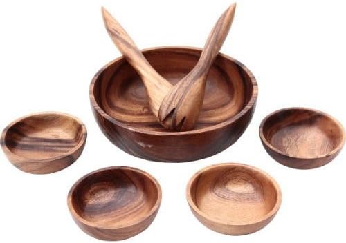 Amazon Co Jp アカシアの木柄 サラダボール丸型 サラダボール 食器 スプーン フォーク付き 7点セット ｆｊ ホーム キッチン